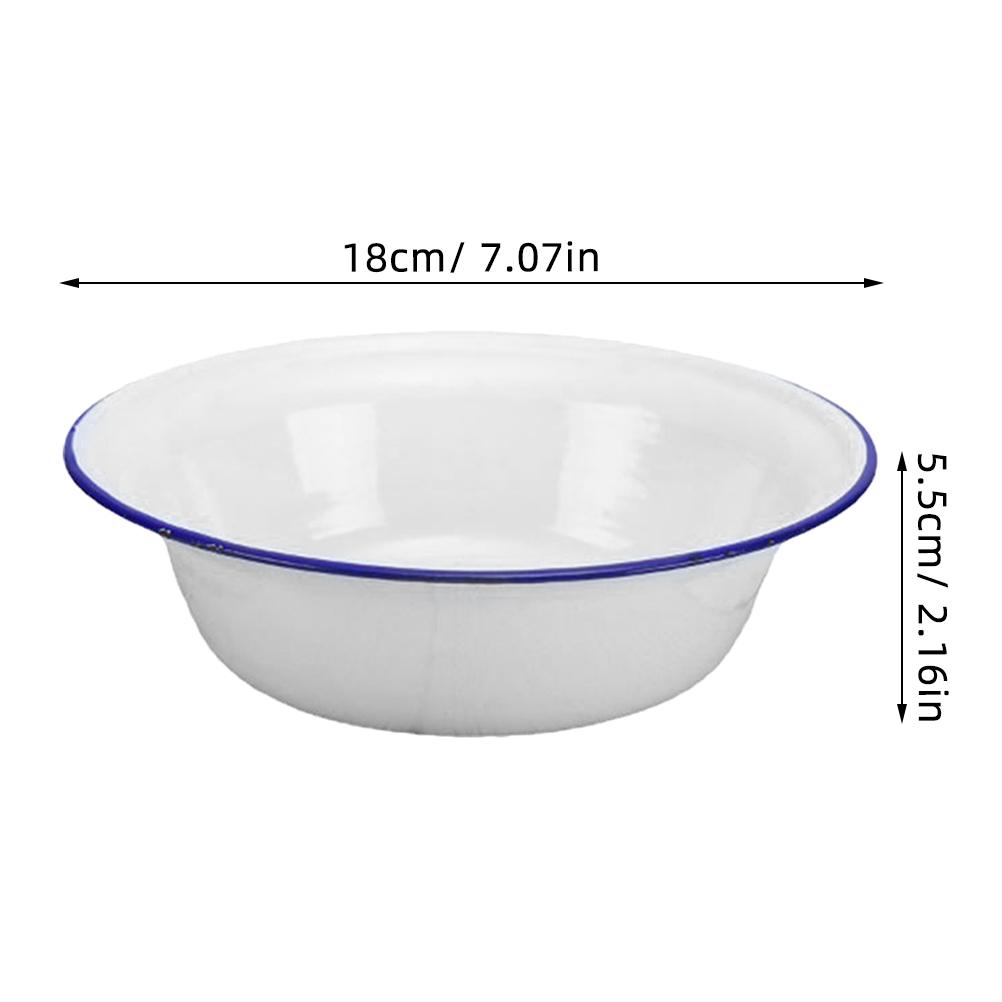 Vintage Enamel Basin Enamel Mixing Bowl for Kitchen Soup Serving Salad Food Prep Retro Dough Rice Washing Bowl