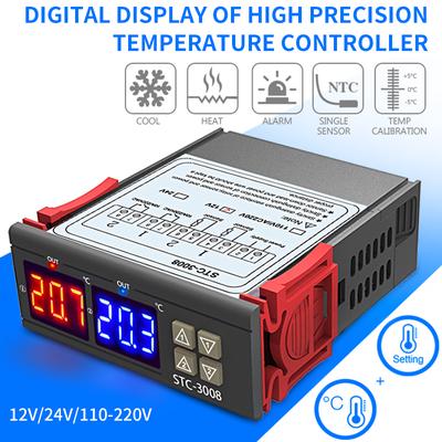 Termostato digital dual para incubadora, controlador de temperatura, dos salidas de relé, termorregulador de calefacción y refrigeración, Stc-3008 3018 Mh-1210w