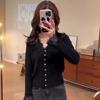Spring and Autumn Interior Chic Short Lace V-Neck Bottom Design Slim-fit Knitted Cardigan Top Women's Hair