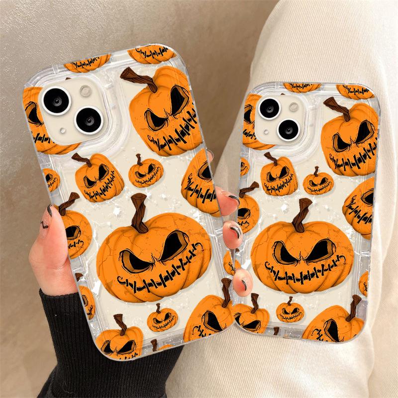 Halloween pumpkin is suitable for iPhone17 mobile phone case Apple 16Pro airbag 14/15 factory anti-drop 13 generation