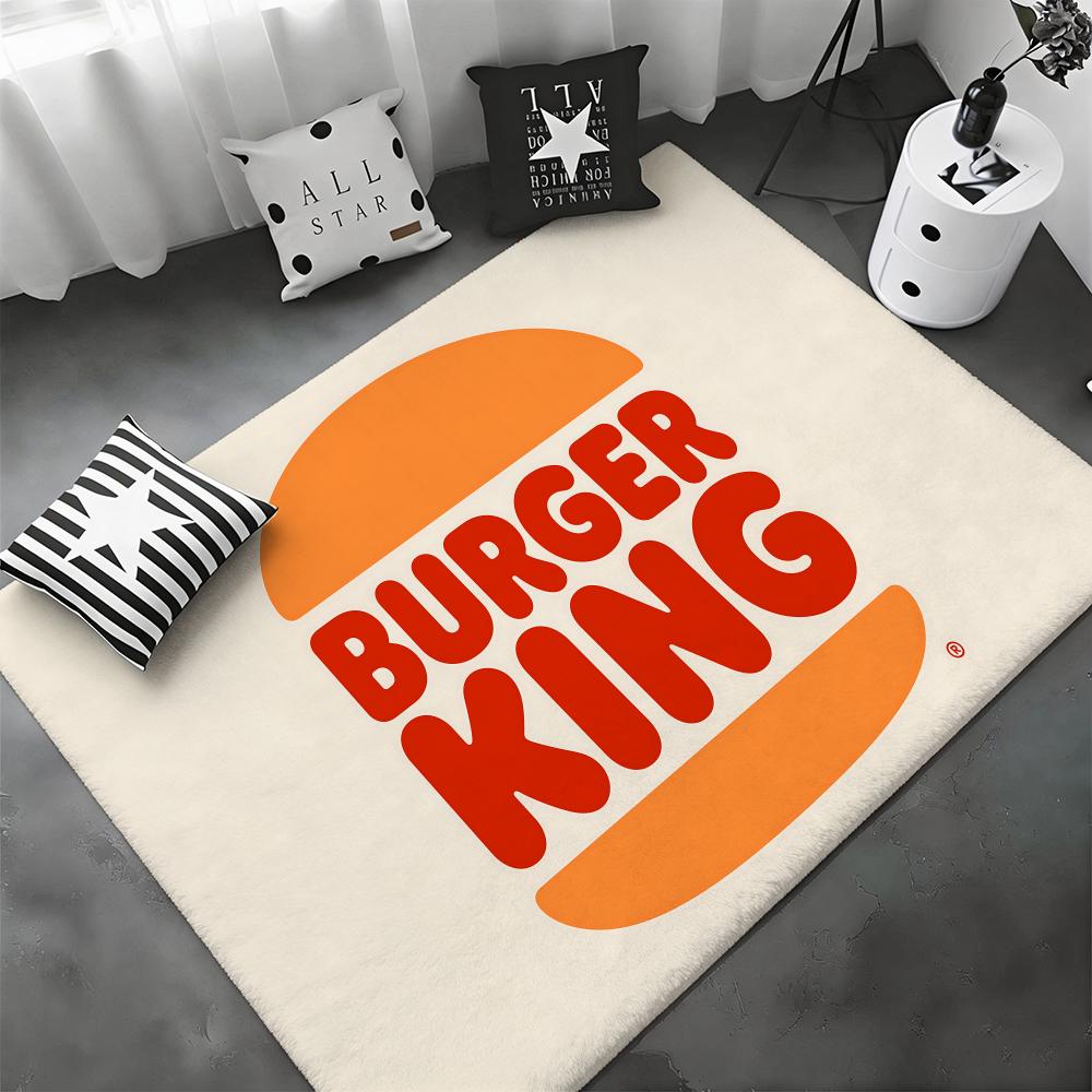 Global Fast Food Chain B-Burger Kings Floor Mat Soft Thickened Flannel Door Mat Non-Slip Living Room Rug Home Decor