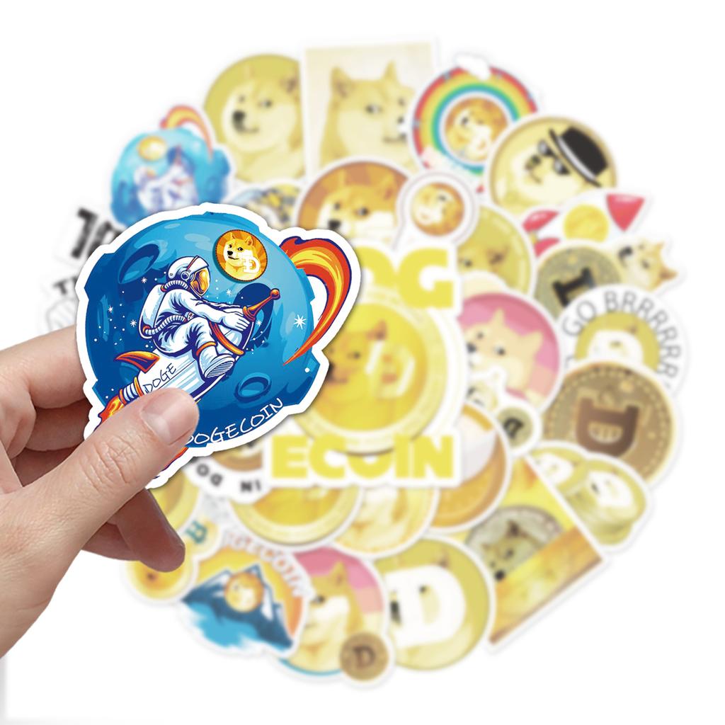 50 Cartoon Personalized Dogecoin DIY Waterproof Scooter Car Refrigerator Decoration Stickers
