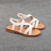 2025 new summer cowhide cross flat heel rubber soft sole casual breathable light foot cover solid color Roman sandals women