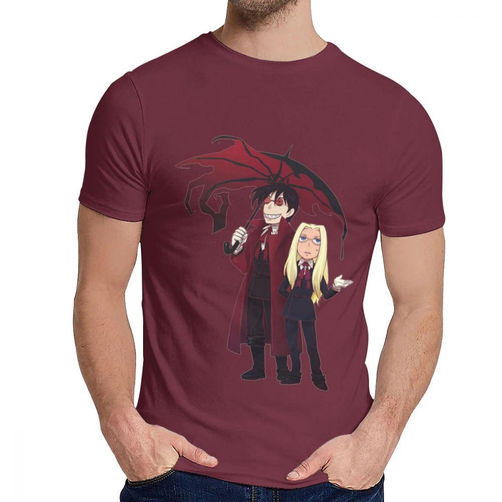 Streetwear Hellsing And Alucard Cartoon Style Tee Shirt For Men Crazy Great T Shirt O Neck