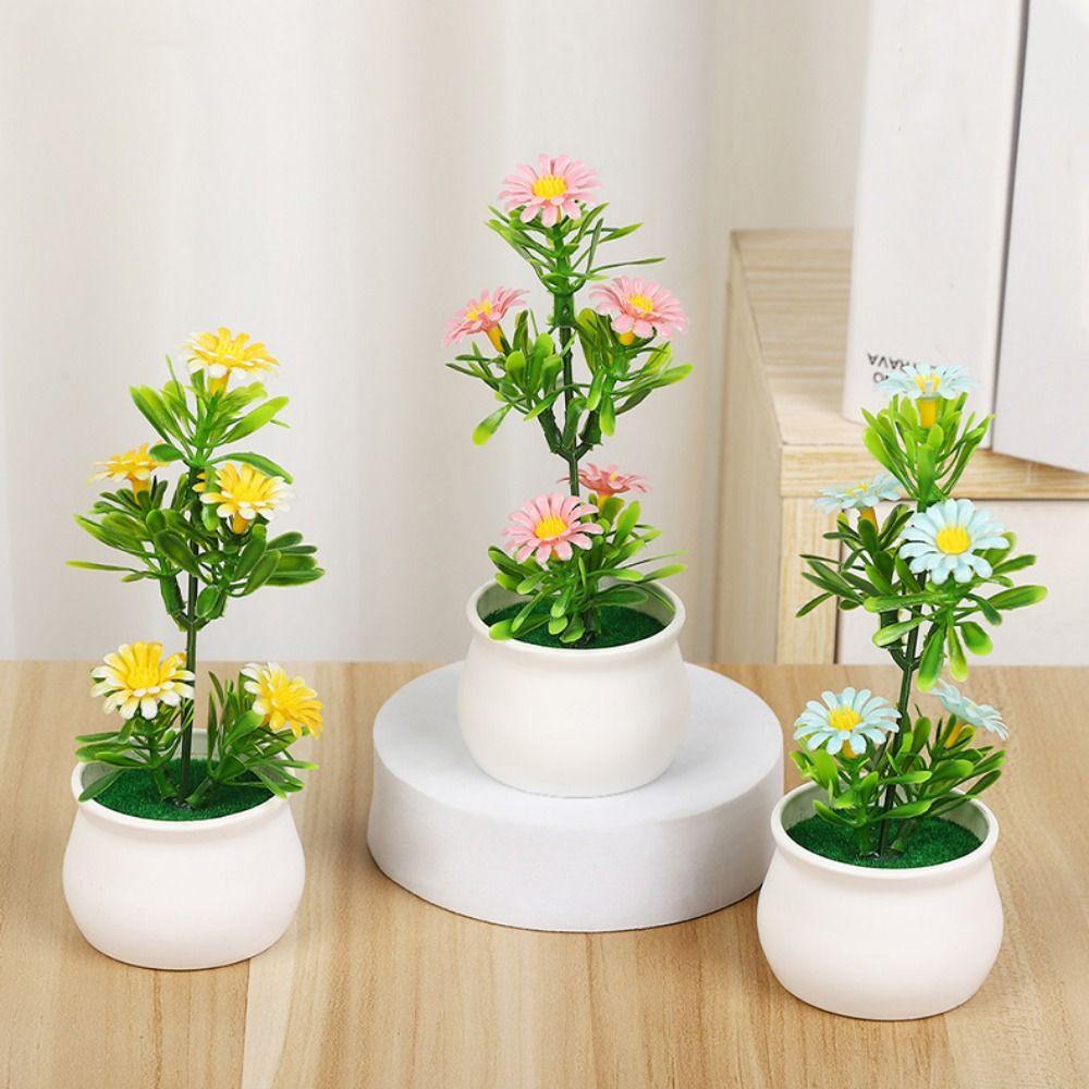 7*15cm Artificial Potted Plant Plastic Seven Star Sun Little Daisy New Simulated Tree Ornaments
