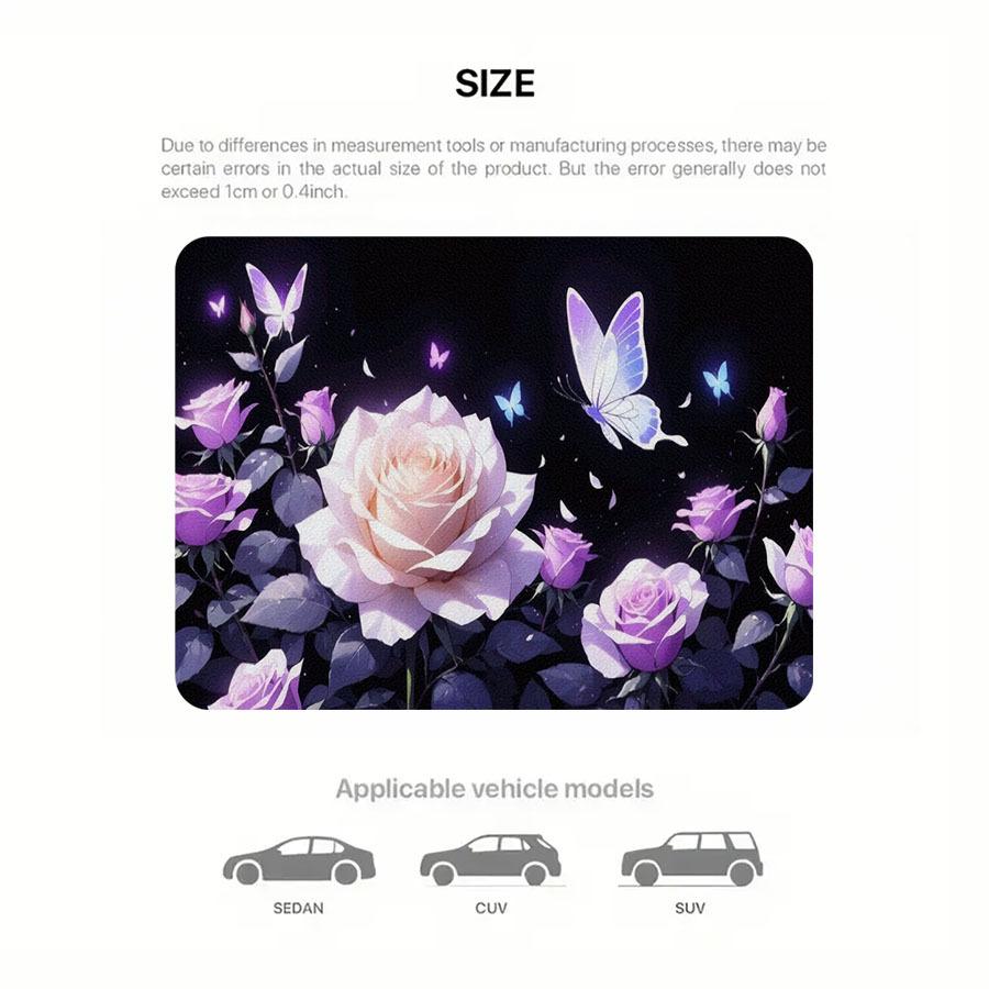 1Pcs Purple Rose Butterfly Car Trunk Mat Anti Slip Cargo Liner Waterproof Storage Protector for SUV Sedan