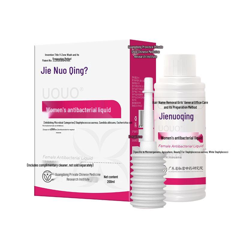 Jie Nuo Qing - UOU Antibakterielle Flüssigkeit für Frauen mit Irrigator zur gynäkologischen Reinigung