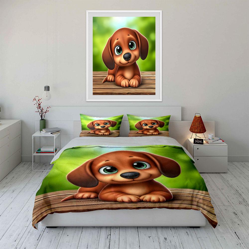 Puppy-eyed woodland charm Bedding sets Duvet covers Pillowcases(1* Duvet Cover 2* Pillowcases without duvet insert)