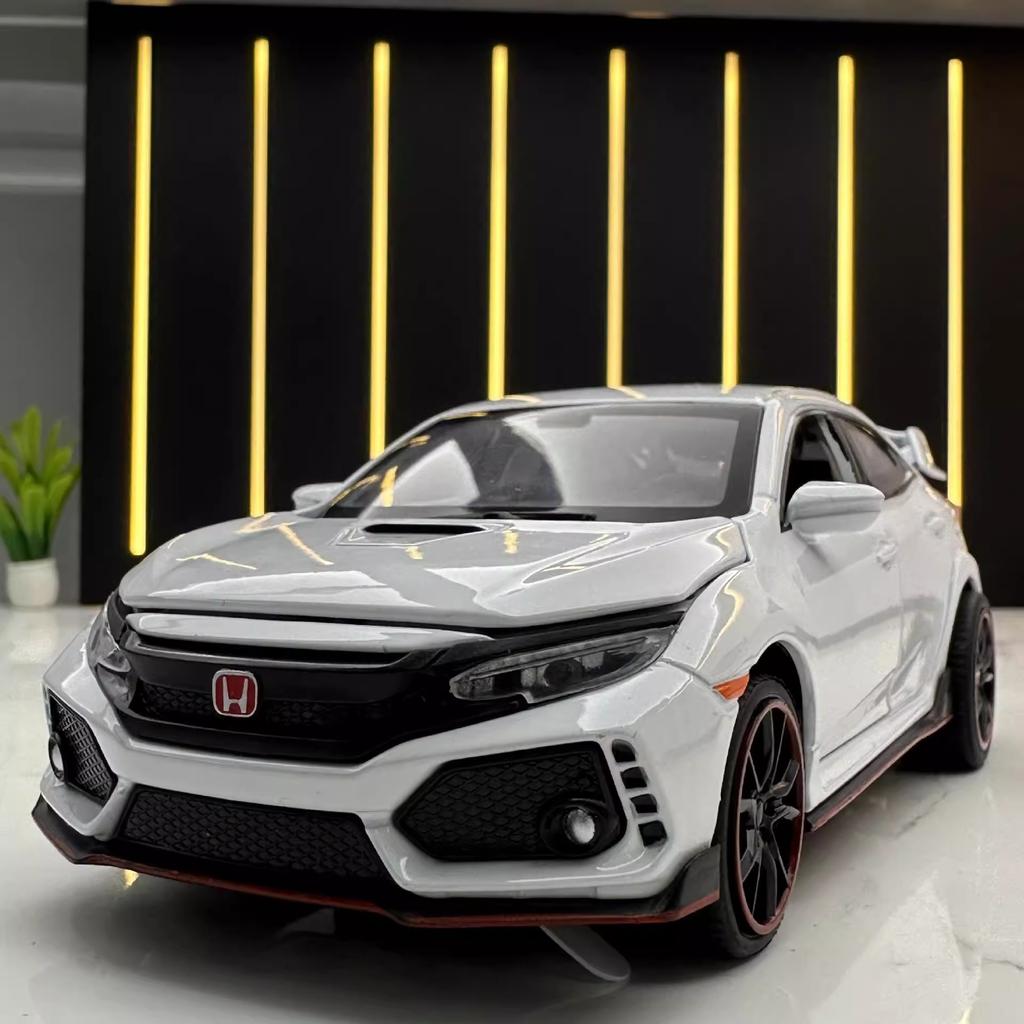 Honda Civic Type-R Supercar-Modell aus Metallguss im Maßstab 1:32 mit Sound und Lichteffekten – ideal für die Schreibtischsammlung, als dekoratives Geschenk für Jungen.