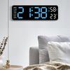 Multifunctional LED Wall Clock with Temperature Display Adjustment Brightness and 2 Alarms 12/24 Hour Memory Function