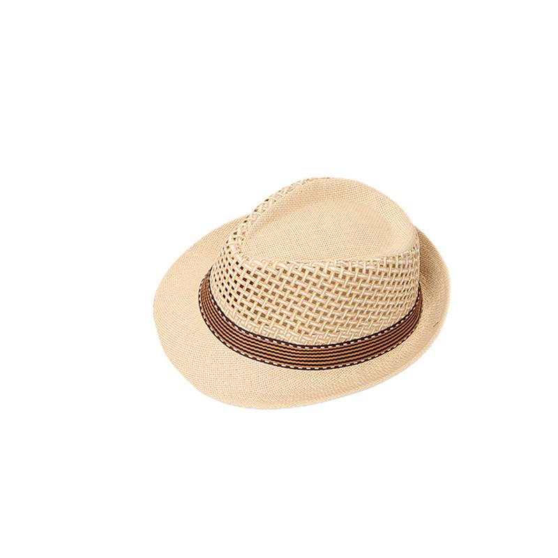 Kids Straw Hat Vintage Roll-Up Brim Uv Protection Summer British Sun Cap For Boys And Girls Cowboy Hat