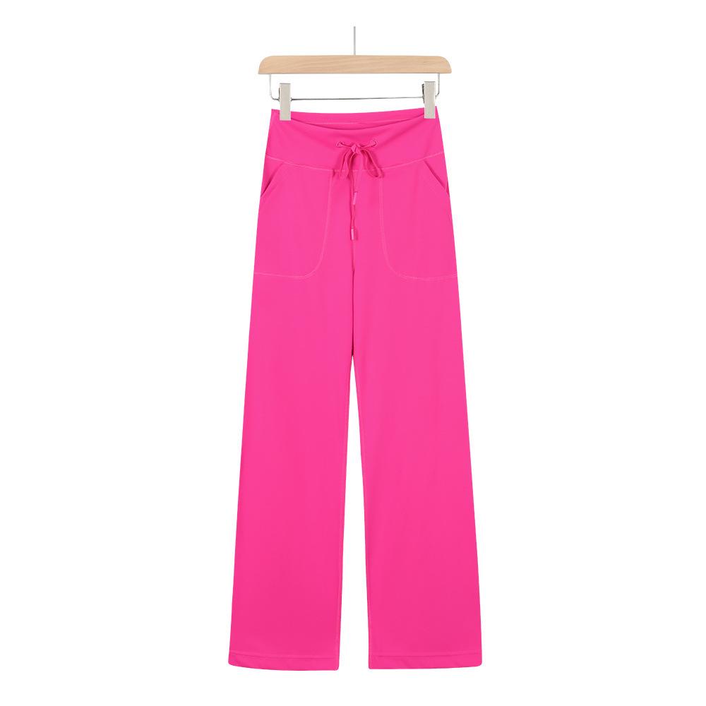 Lulu-Inspired High Waist Yoga Pants - Drawstring Straight Leg with Loose Drape for Casual Sports