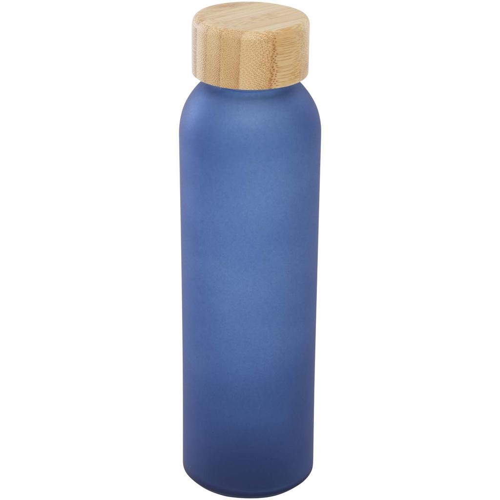 Bottle, 500 Ml Glass Sodocalcico Mate with Lid De Bamboo "Lume" Ocean Blue
