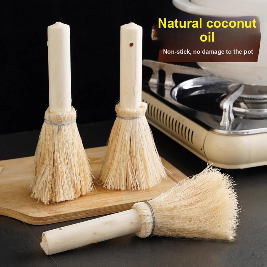 5 pcs Palm Fiber Cleaning Brush Pan Scraper Kitchen Utensil Non-Stick Oil Wash Dish Brush Natural Bristle Pot Scrubber