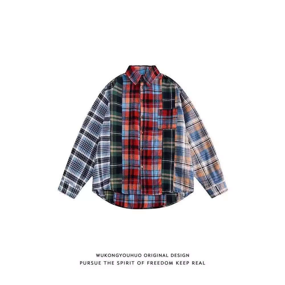 Men’s Trendy Hong Kong Style Plaid Long-Sleeve Shirt & Lightweight Japanese-Style Jacket