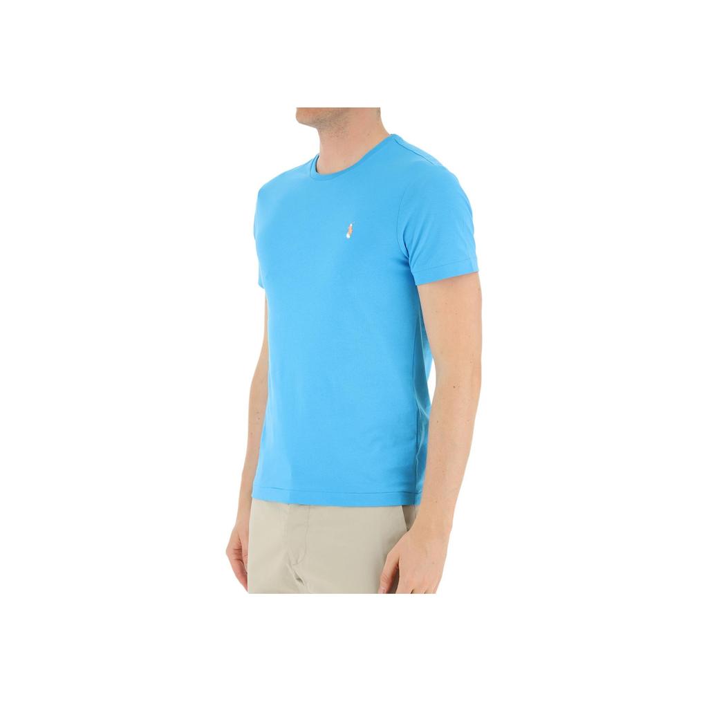 Polo Ralph Lauren Embroidered Logo Crew Neck Short Sleeve T-Shirt Men Tops Light-Blue 710671438-217