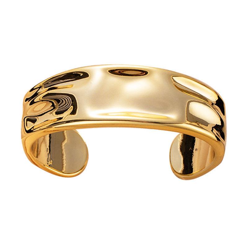 Electroplated Ccb Concave-Convex Open Bracelet, Individual Cold Wind Wide Face Jewelry Fashion Niche Design Bracelet