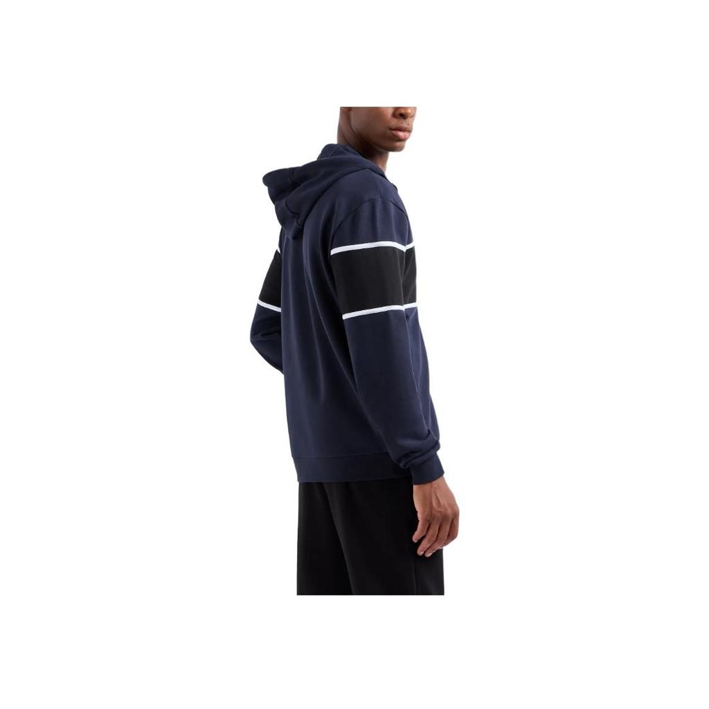 Emporio Armani EA7 Color Block Letter Logo Printed Hooded Zip-Up Long Sleeve Sweatshirt Men sweatshirts Navy-Blue 6DPM81-PJTKZ-1562