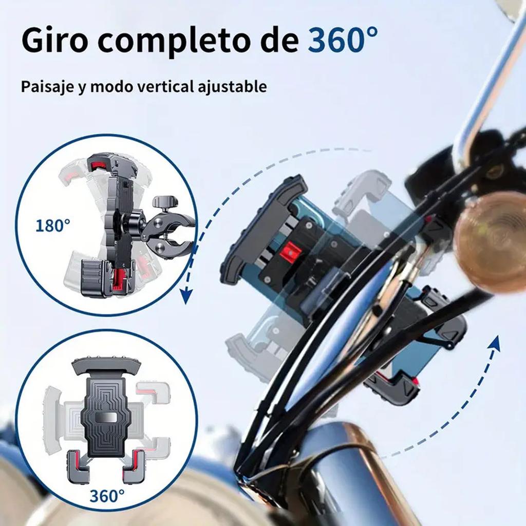 Motorcycle Navigation Frame Bike Holder 360° View Universal Bicycle Holder 4.7-7 Inch Mobile Stand Shockproof Bracket GPS Clip Mobile Phone Holder