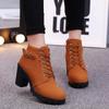 Spring Winter Women Pumps Boots High Quality Lace-up European Ladies Shoes PU High Heels Boots Fast Delivery