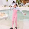 2026 Customizable Girls' Long Sleeve Sun Protection Swimsuit for Surfing & Rafting