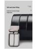 Extra Long Men's Reversible Leather Belt with Rotatable Pin Buckle