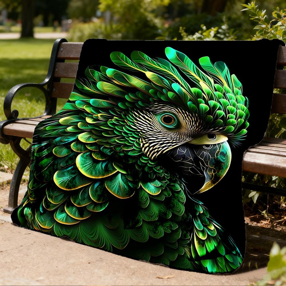 1pc Parrot Feathers Throw Blanket Polyester Fiber, Lightweight Flannel, Soft & Warm, All Season Use for Outdoor, Camping Digital Print
