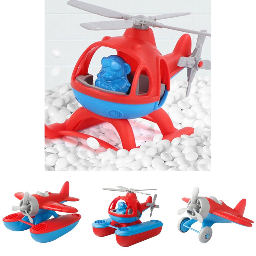 Cartoon Beach Aircraft Model Toy Plastic Spiral Propeller Airplane Wwii Fighter Jet Helicopter Red/blue