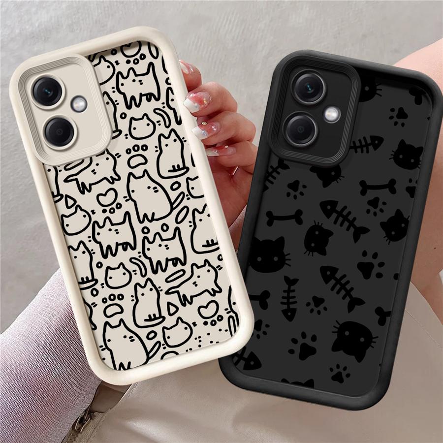 Cartoon Line Cat Case for Xiaomi Poco F8 C50 X3 Pro X3 NFC C61 C51 Phone Cover