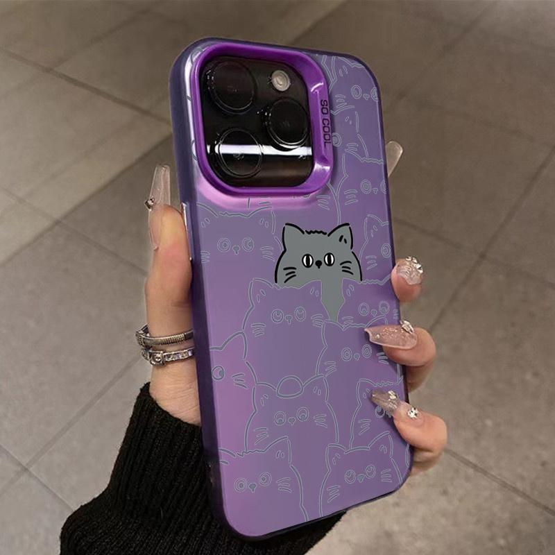 Phone Case For iPhone 13 11 12 14 15 Pro Max Plus XR X XS Max 7 8 Plus SE   Kitten Pattern Shockproof Hard Matte Cover