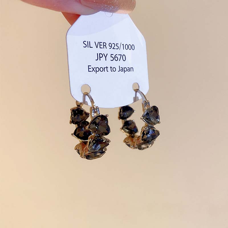 2026 New Korean Black Crystal Stud Earrings For Women Elegant Squre Geometric Tassel Dangle Earrings Jewelry Accessories Gifts