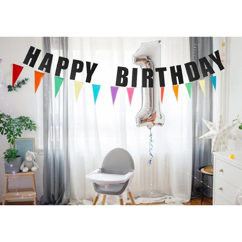 Black Birthday Banner Party Decorations for Women Men Birthday Supplies