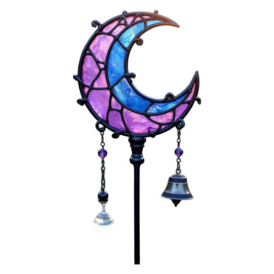 

Колышек для сада Moon Garden, металлический колышек с дизайном полумесяца, синее и фиолетовое украшение в виде луны для цветов