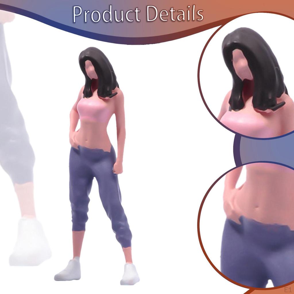 1/64 Cool Girl Figure Tiny Female Layout Decoration Collection Trains Architectural Car Model
