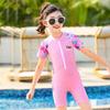 Girls' Floral One-Piece Swimsuit - Cute Polyester Summer Swimwear 2025