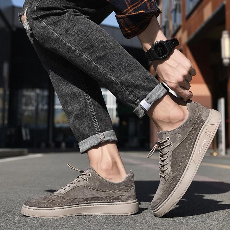 

Новая Роскошная Повседневная Обувь Уличные Мужские Кроссовки Tenis Masculino Скейтборд Мужская Обувь 37 -45 Натуральная Кожа Замша Балетки Мужчины 40 кофейный