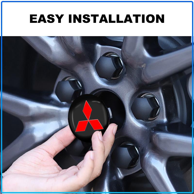 For Mitsubishi Lancer Lancer ASX Outlander 2 3 Pajero Mirage exzos Pajero 4 4PCS Auto Wheel Center Hub Tyre Vehicles Caps Cover Rim Sticker Badge