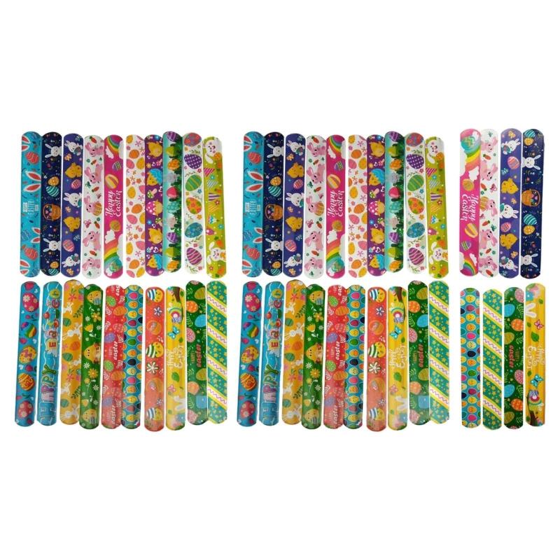 Set of 48pcs Easter Wristbands Surprise Snap Bracelets for Easter Parties Gatherings Snap Bracelets in Various Styles