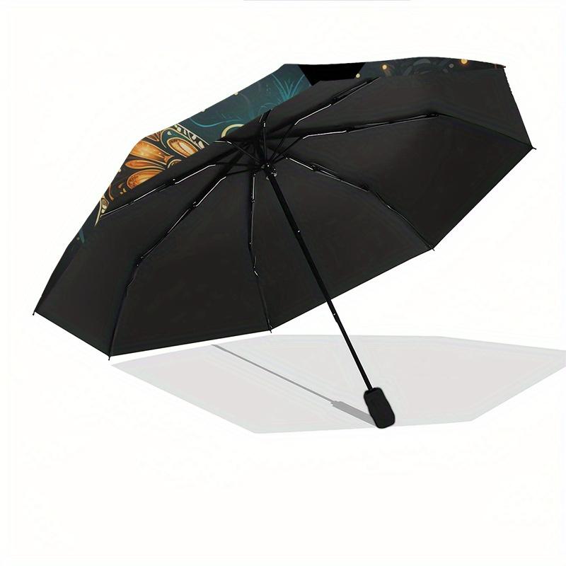 Butterfly Artwork Automatic Folding Umbrella 8 Ribs Lightweight Design, Durable Iron Frame, Small and Portable, Ideal for Birthday or Chri