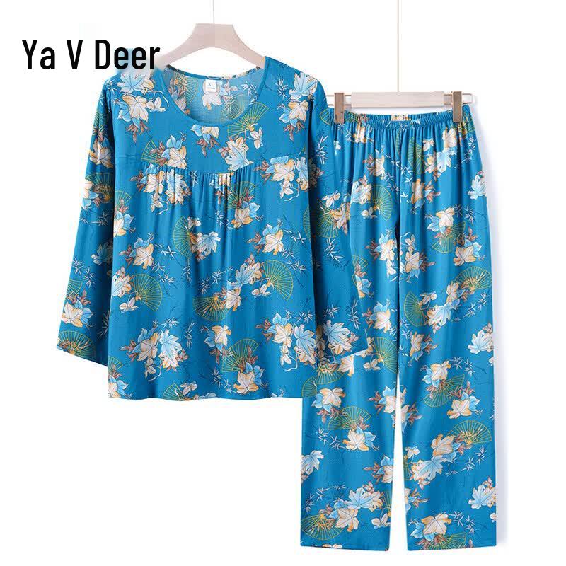 Yalu Women s Plus Size Summer Long-Sleeve Loungewear Set XL