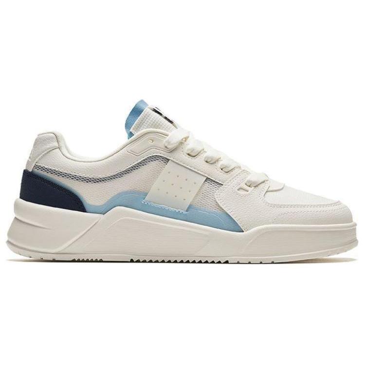 New ANTA Life Collection Skateboard Shoes Men's Low Top Ivory White/Waterfall Blue 112428013-3