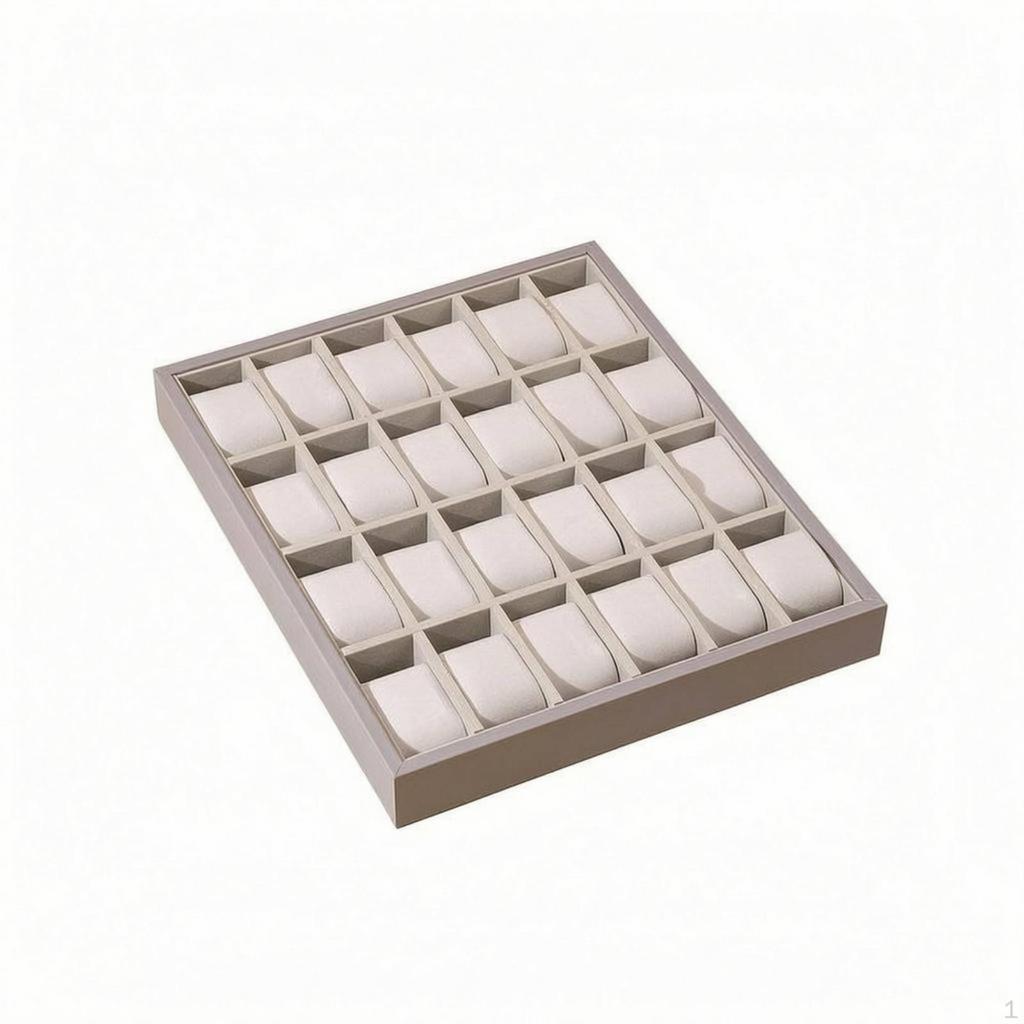Watch Display Tray White Cushioned Inserts Organizer Gray Frame for Countertop, Tabletop