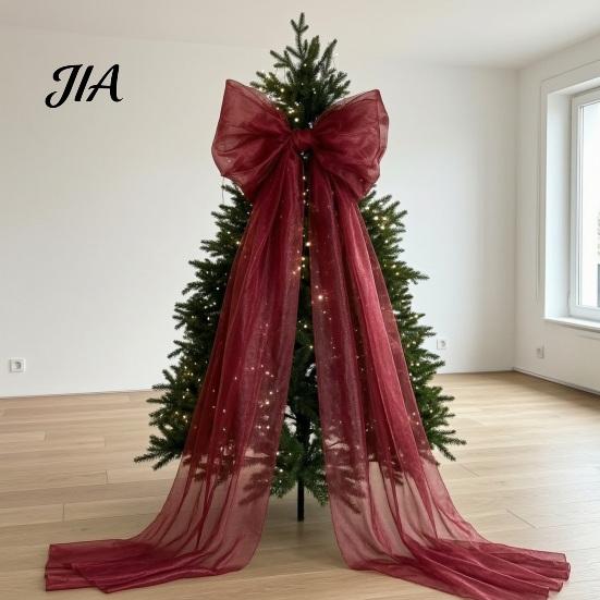 Extra Grote Tule Strikken voor Feesten 79x20 Inch Reuzenstrik Kerstboom Topper, Oversized Groot met Lange Banden Ornament Slinger Huisfeest Bruiloft