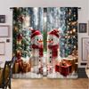 Flat Printing Happy Christmas Scene Curtains Day Snowman Tree Prints Digital Printed Polyester Drapes Set Of 2 Made