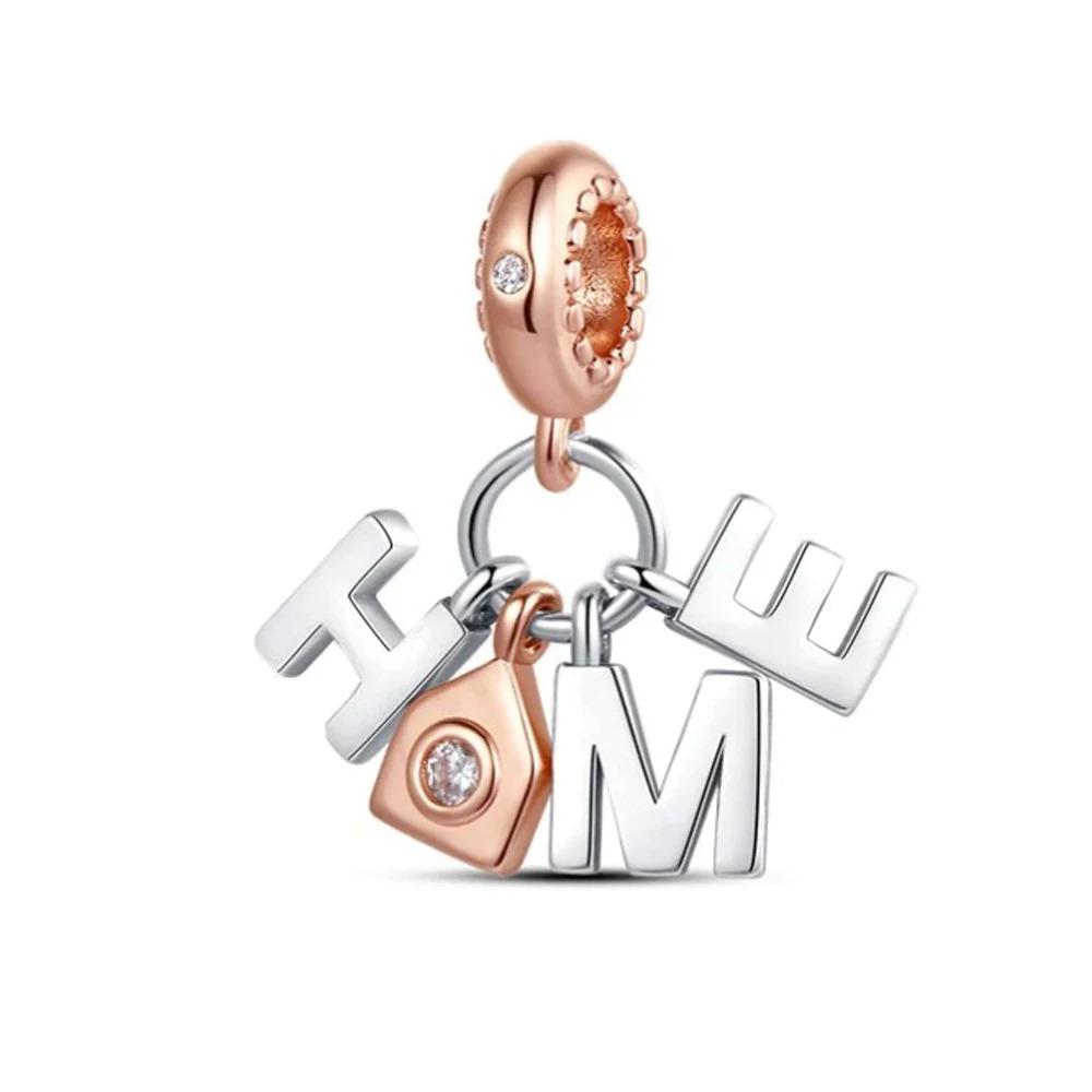 925 Silver Charm Family Tree Sunflower House Pendant DIY Bracelet Jewelry Gift for Women Fashion Trendy