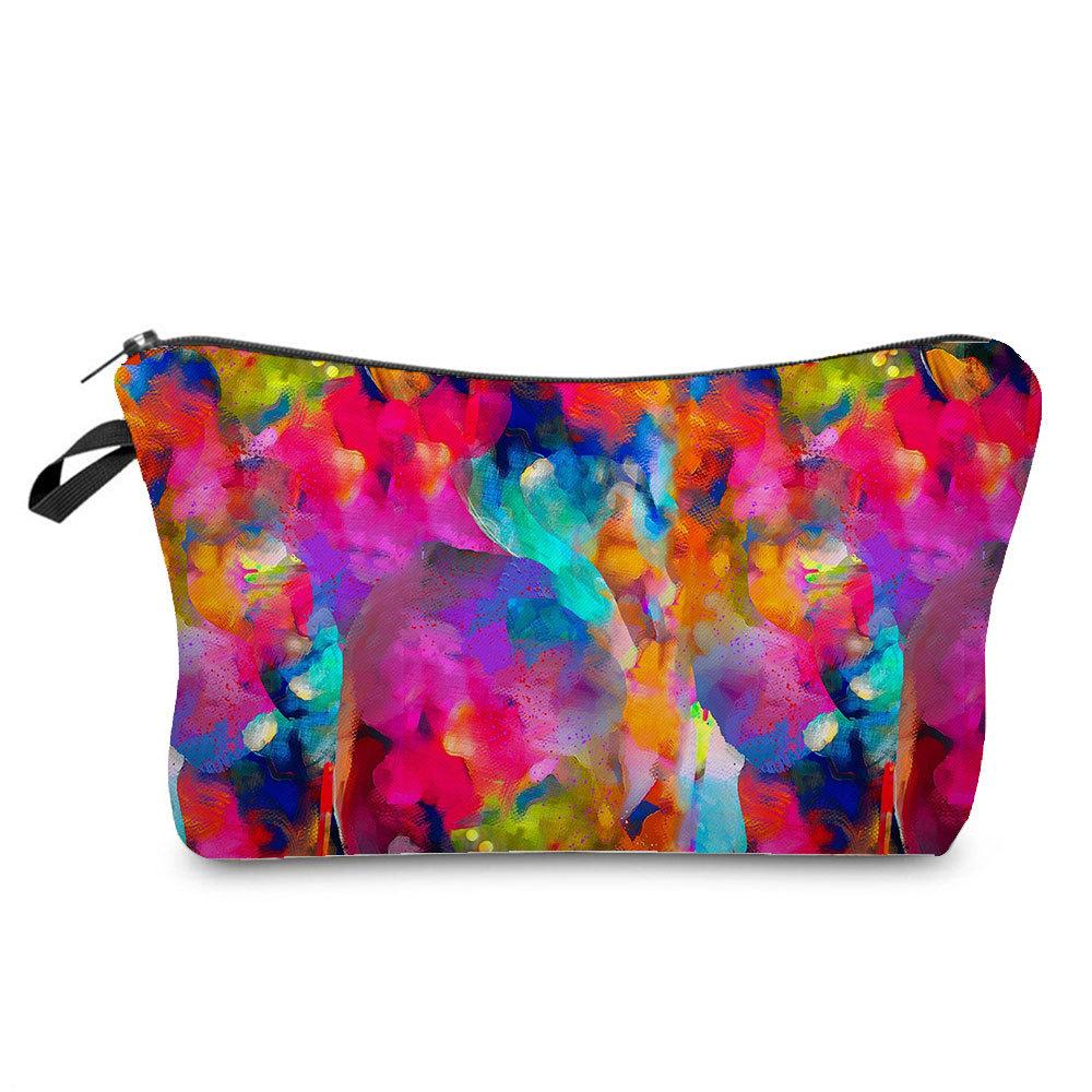 Women Colorful Print Cosmetic Bag Toiletries Organize Travel Storage Case 6396 KTB