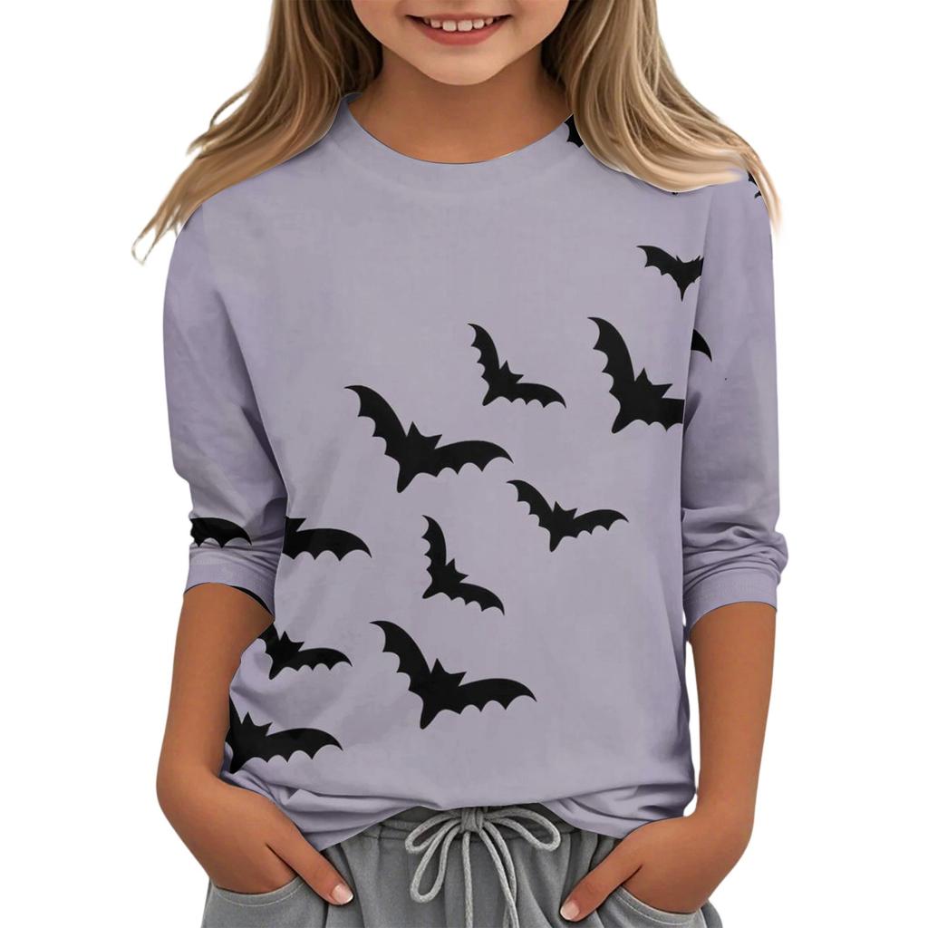 Children's Casual Three-quarter Sleeve Round Neck Top