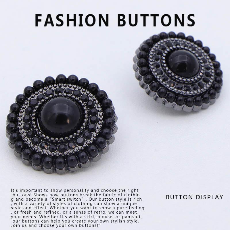 10 Piezas Botón de Perla Abrigo de Cachemira Premium Ropa de Lana Exquisita de Alta Gama Botones Metálicos Negros de Alta Gama