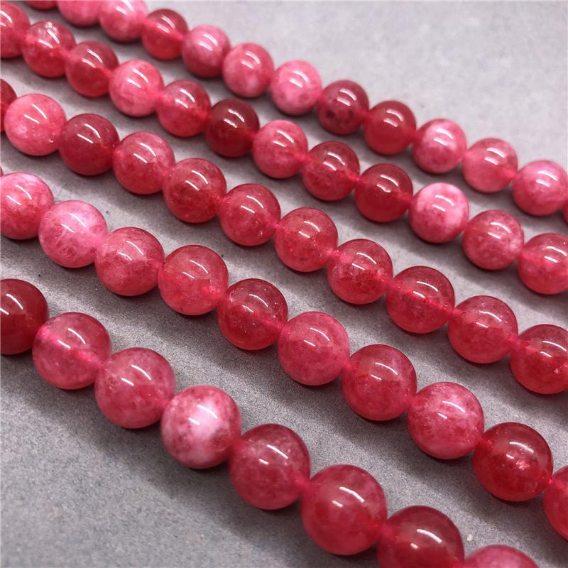 Natural Red Loose Round Bead Dialogite for Bracelet Necklace DIY Jewelry Beads