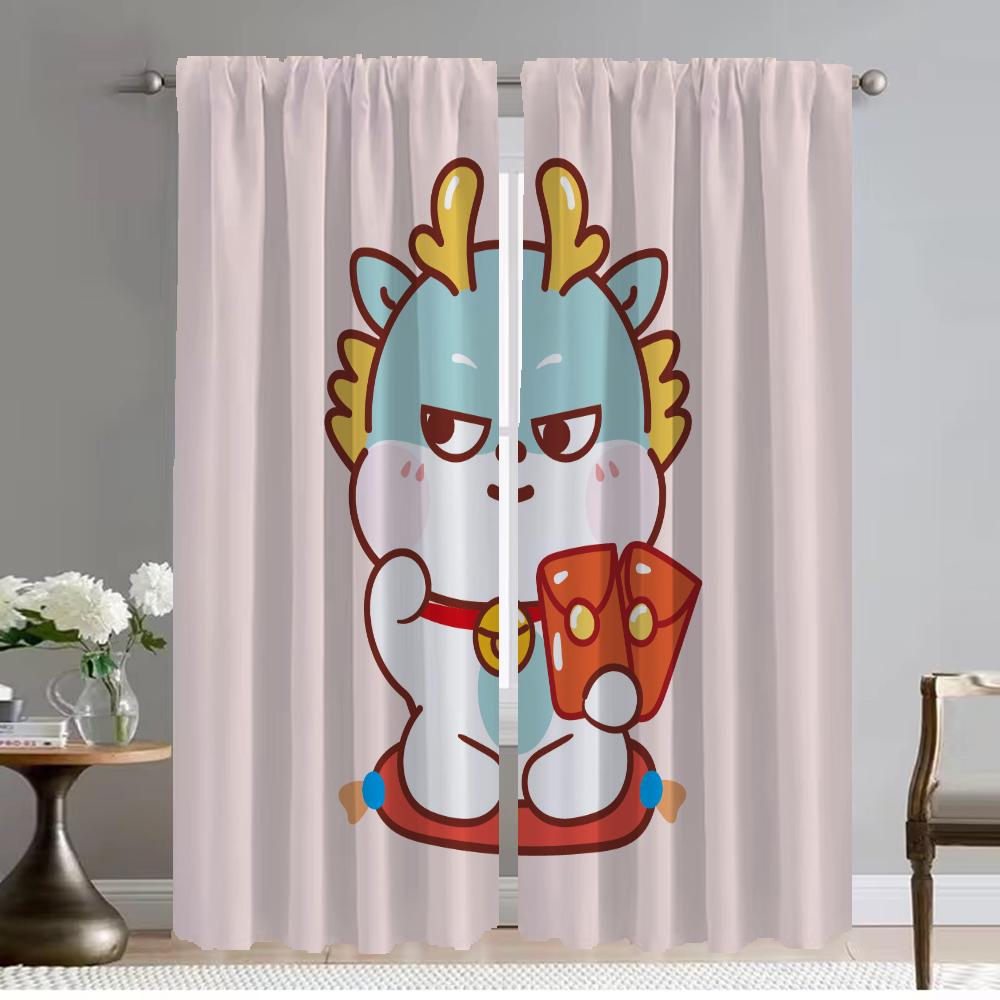 

Elegant Room Curtains 2 Pieces Little Wyvern Window Curtain Shades Halloween Decoration Home Interior Curtains for Camera Living W50xH70cmx2pcs-CL